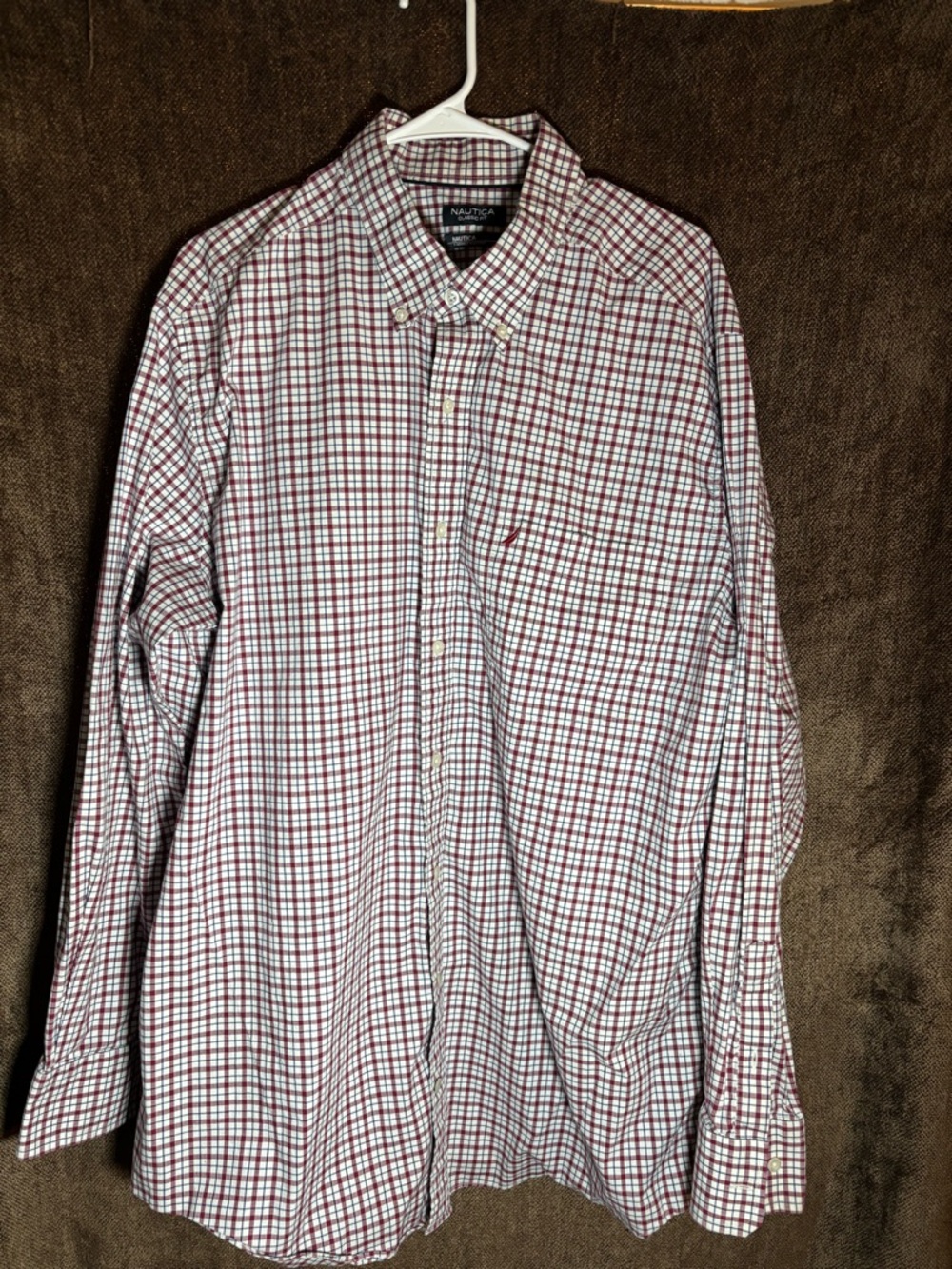 Nautica Men’s Red & White Checked Button-Down Shirt